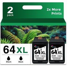 64XL Black Ink Cartridge Replacement for HP Ink 64 HP64 XL HP64XL BK 2-Pack picture