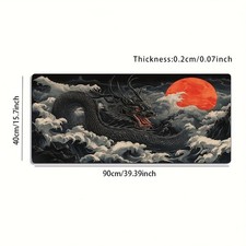 1pc Large Gaming Mouse Pad with Asian Dragon Design - Black & Red Dragon Art, picture