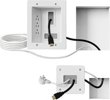 In-Wall TV Cable Concealer Kit with Recessed Power – Triple Outlet, 9Ft Cord, an picture