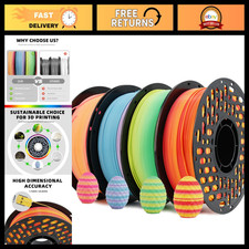 Multicolor Gradient PLA 1.75mm Filament Bundle for 3D Printers, 4 x 1kg Spools picture