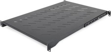 Vented 1U 4-Post Server Rack Shelf, Adjustable Depth, 150Lb Capacity, Black picture