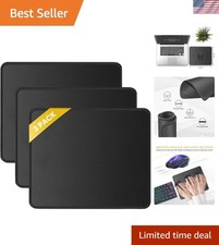 3-Pack Ergonomic Black Mouse Pads with Non-Slip Rubber Base - Washable & Durable picture