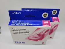 New Genuine EPSON TO48320 MAGENTA Ink Printer Cartridge Two Pack picture
