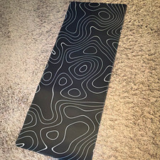 Extended Computer Desk Mat, Black/White Topographic Pattern Design picture