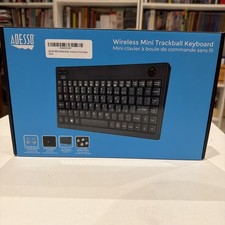 Adesso Wireless Mini Trackball Keyboard 30ft Range Low Pro WKB-3100UB Open Box  picture