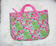 Lilly Pulitzer Pink Green Checking In Print Laptop Case Bag Padded Neoprene  picture