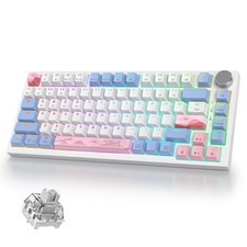 400PRO 75% Wireless Creamy Mechanical Keyboard Pink, Gasket Hot Swappable RGB... picture