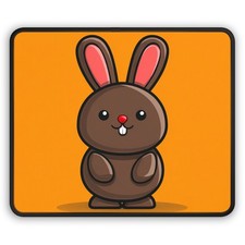 Cute Chocolate Bunny Gaming Mouse Pad | Kawaii Rabbit on Orange picture