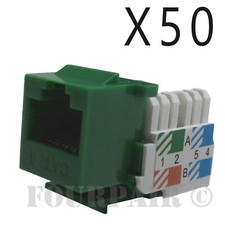 50x Pack Lot CAT6 Network RJ45 Port 110 Punch Down Keystone Snap-In Jack Green picture
