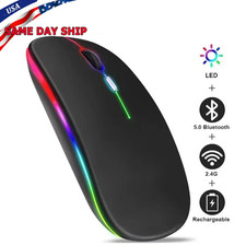 Dual Mode Bluetooth 5.0 + 2.4G Wireless Mouse RGB Rechargeable For Laptop PC Mac picture