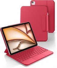 Dexnor iPad Air 11 M4 M3 M2 Pro 11 Keyboard Case Trackpad, Thin, Pink/Rose Red picture