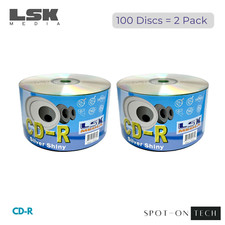100 LSK CD CD-R Silver Shiny Top Duplication Grade 80Min/700MB/52x Thermal Print picture