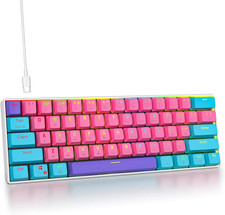 Pink 60% Mechanical Gaming Keyboard 61 Keys Red Switch RGB USB C Wired picture