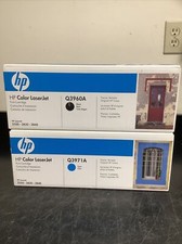 Lot of 2 HP Color LaserJet Print Cartridges | Black Q3960A | Cyan Q3971A picture