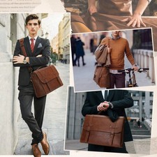Mens Messenger Bag 17 Inch Waterproof Leather Laptop Shoulder Bag For Office picture