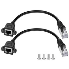 iGreely Ethernet Extender 2Pack RJ45 Male to Female Screw Panel 1Ft, CAT 6 picture
