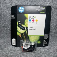 HP 902XL Tri-Color Ink Cartridges 3-Pack T0A41BN + PACITEK 902XL Black NEW picture