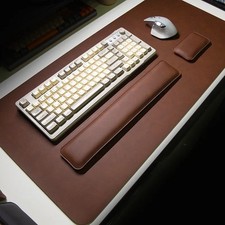 3 Piece Leather Desk Mat Set Large Mouse Pad Keyboard Wrist Rest Waterproof picture