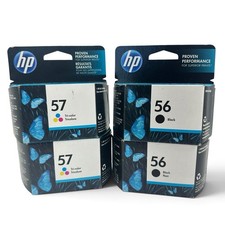 4 PKs Genuine HP 56 Black & 57 Tri-Color Ink Cartridges OfficeJet FACTORY SEALED picture