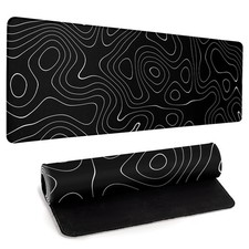Large Topographic Map Gaming Mouse Pad for Desk Black Desk Pad with Non-Slip ... picture
