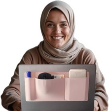 Removable Reusable Dustproof Secure Functional Stick-On 3-Pocket Organizer Pouch picture