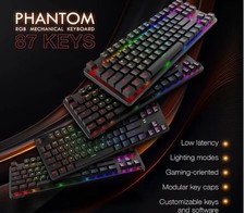 TECWARE Phantom 87 Key Mechanical Keyboard RBG LED - BRN Switch New RGB Mouse.  picture