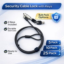 Laptop Cable Lock Keyed Security Cable w/ 2 Keys 5 Pack 10 Pack 25 Pack picture