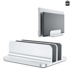 Stylish Dual Vertical Desk Stand - Adjustable & Non-Slip for Laptops, Silver picture