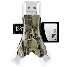 4-in-1 SD MicroSD Card Reader for iPhone iPad Android USB-C Charging Camo 512GB picture