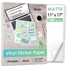 Koala Printable Vinyl Sticker Paper 11x17 100 Ct Matte Waterproof Inkjet Laser picture