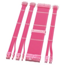 4 Pack Pink PSU Power Supply Cable Extension Mod Kit 24Pin ATX 8Pin EPS GPU picture