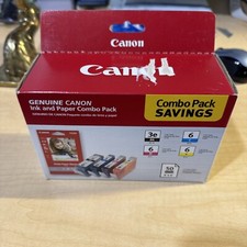 Canon Genuine Ink and Paper Combo pack BGI-3e Black BCI-6 CYM Ink Cartridges picture