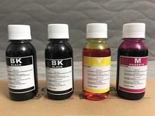 4 x 100ml Refill Bulk Ink for Canon HP Epson Brother Cartridges (2xBK, 1xY, 1xM) picture