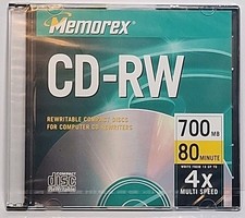 New Memorex CD-RW Rewritable Disc in Case 700MB 80min 4X Factory Sealed Single  picture