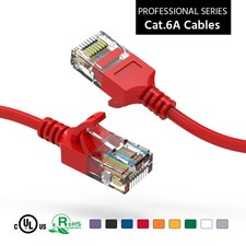1Ft CAT6A UTP Slim Ethernet Network Booted Cable 28AWG Red picture