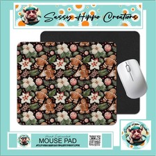 Mouse Pad Christmas Gingerbread Man Flowers Holiday Anti Slip Back Easy Clean picture