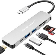 Hiearcool 7-in-1 USB C Hub, USB C Dongle Compatible for MacBook, Silver picture