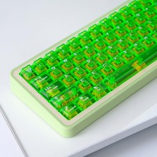 114 Keys Transparent Keycaps PC Cherry Profile Bright Green Clear Set MX picture