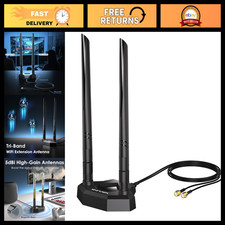 Tri-Band WiFi Antenna 2.4GHz 5GHz 6GHz 5dBi SMA Male Magnetic Base 6.6ft Cable picture