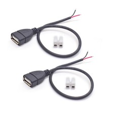 2PCS USB Female Pigtail 2 Wire,0.3M/1Ft 20AWG USB 2.0 Female Plug to Bare Wir... picture