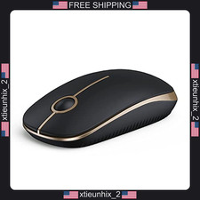 Wireless Mouse 2.4G Slim Laptop Computer Black & Gold picture