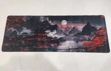 NEW Japanese Art Dark Riverside Full Moon Japan Pagota Computer Desk Gaming Mat picture