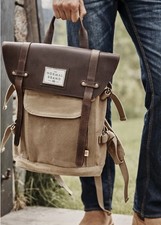 THE TOP SIDE LEATHER BACKPACK - The Normal Brand Canvas Brown Laptop picture
