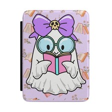 Cute Ghost Reader Kindle Case — Purple Bow Ghost with Glasses & Book picture