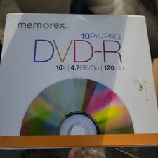 DVD - R Memorex 16X 4.7GB 120Min 10PK Jewel Cases New Unopened picture