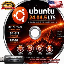 Ubuntu 24.04.5 LTS Bootable DVD Installer | UEFI/Legacy | 64-Bit SHA256 Verifyed picture