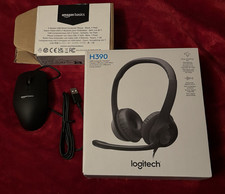 Logitech H390 USB Wired Microphone W Noise Cancellation & Amazon Basics Mouse picture