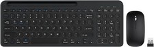 99-Key Wireless Keyboard & Mouse Combo Retro Round Keycaps for Mac/PC Black Grey picture
