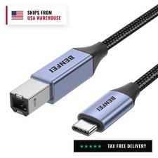 USB B to USB C Printer Cable 6.6ft, Nylon Braided, Premium Aluminium Alloy Case picture