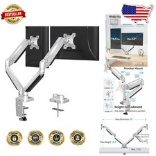 Heavy Duty Dual Monitor Mount - Silver Aluminum, Tilt/Swivel/Rotate, 32